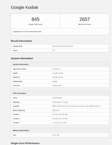 Google Kodiak ต้นแบบของชิป Goolge Tensor 6