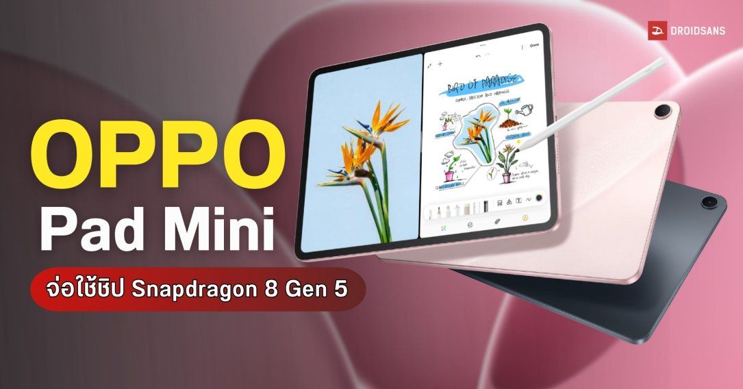 หลุดสเปก OPPO Pad Mini ไซส์กะทัดรัด 8.8 นิ้ว จัดเต็มชิปเรือธง Snapdragon 8 Gen 5