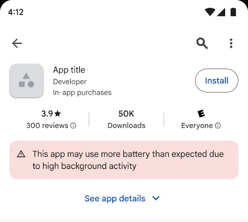 Google Play Store Drain Battery Warning