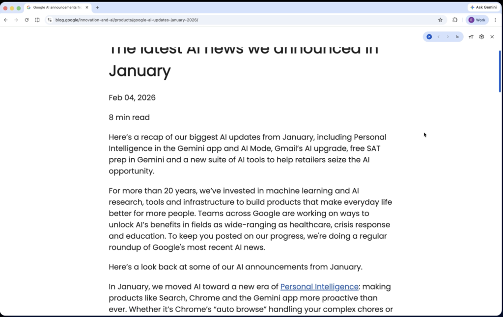 Chrome Immersive Reading Mode