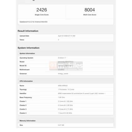 Galaxy S26 FE Geekbench