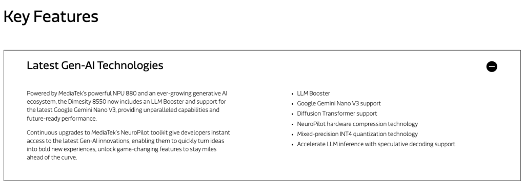 Dimensity 8550 Spec