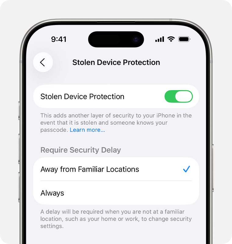 iPhone Stolen Device Protection