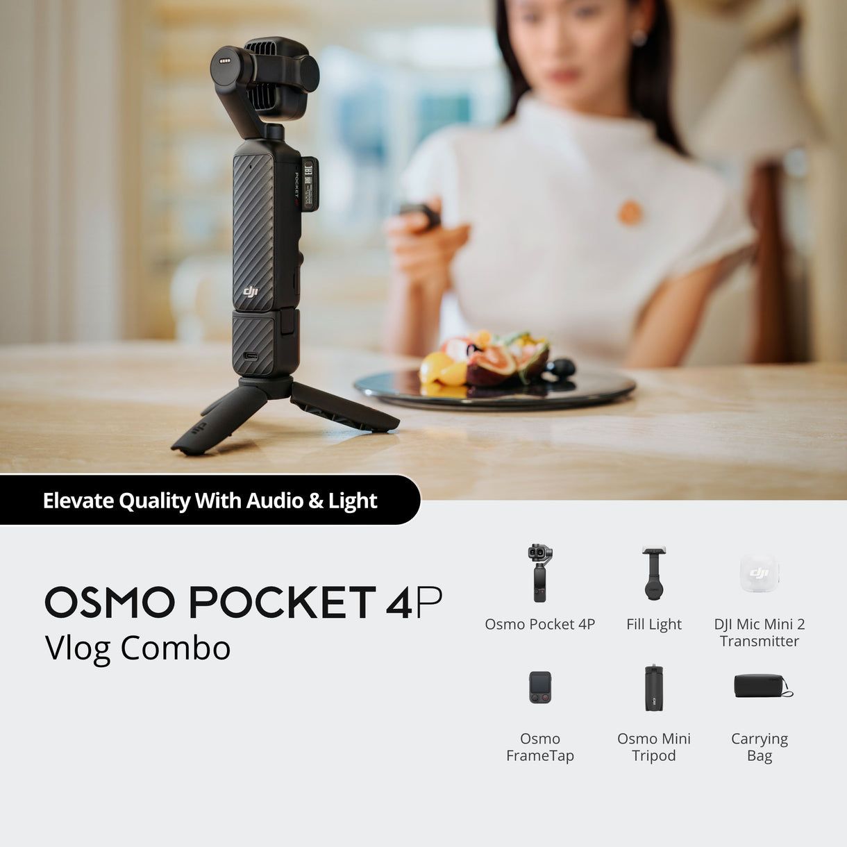 ราคา DJI Osmo Pocket 4P กล้องกิมบอลเลนส์คู่ เซนเซอร์ 1 นิ้ว เริ่มต้น 19,990 บาท