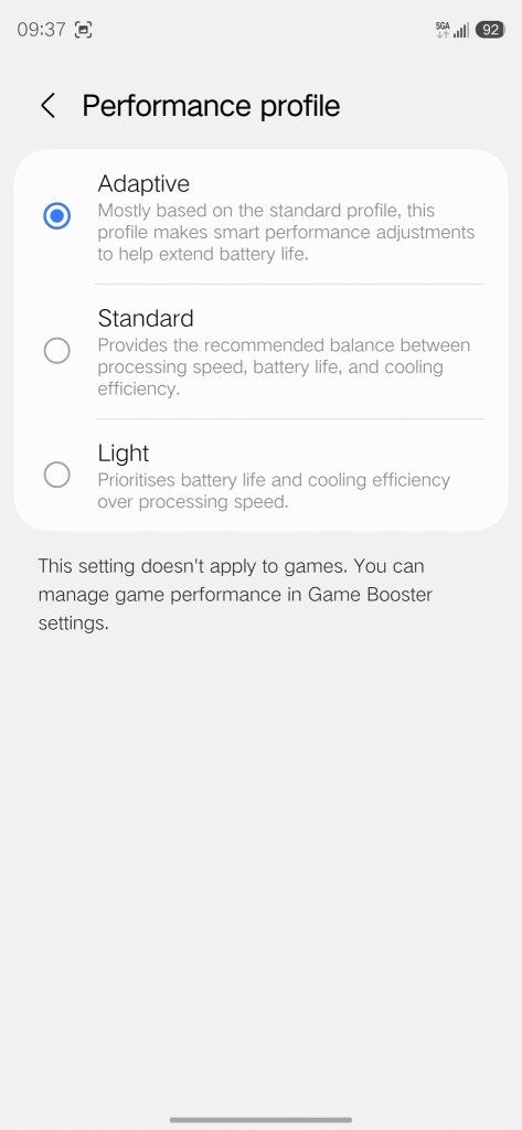Adaptive ใน Performance Profile
