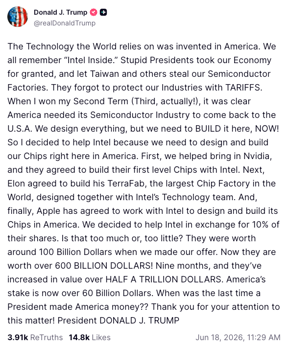 Trump Confirm Apple Intel