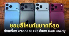 สวยสะดุดตา iPhone 18 Pro หลุดภาพตัวเครื่องพร้อมสีแดง Dark Cherry