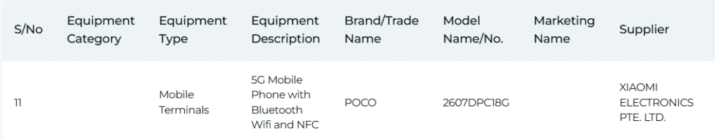 POCO X8 Singapore’s IMDA certification