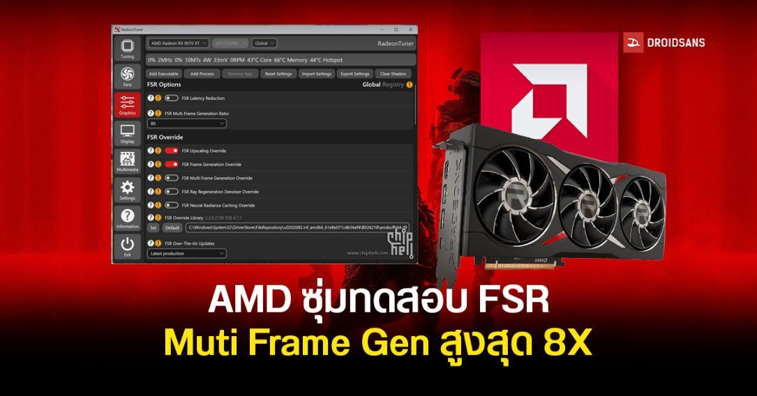 AMD กำลังซุ่มทดสอบเทคโนโลยี FSR Multi Frame Generation แบบ 8X คาดเตรียมปล่อยให้ใช้ในไดรเวอร์ใหม่เร็ว ๆ นี้